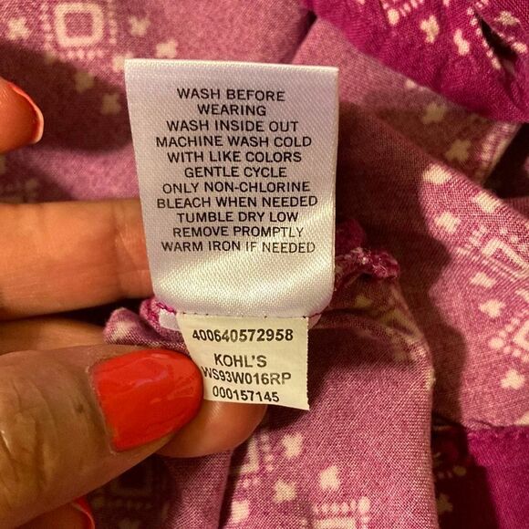 SONOMA Sleeveless Button Detail Fuschia White V Neck Bohemian Tunic Womens Large - Picture 11 of 13